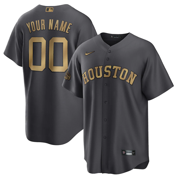 Men's Houston Astros Active Player Custom 2022 All-Star Charcoal Cool Base Stitched Baseball Jersey